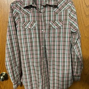 Wrangler Casual Button Down Shirt Brown and Green